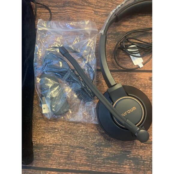 Nuroum Wired Headset With Microphone Noise-Canceling Black & Gold For Office/Rem - Picture 3 of 3
